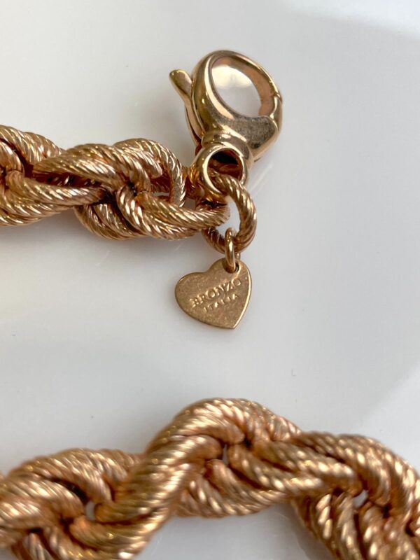 MADE IN ITLAY! CHUNKY TWISTED FRENCH ROPE CHAIN BRACELET - HEART LOGO TAG