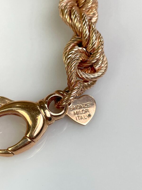 MADE IN ITLAY! CHUNKY TWISTED FRENCH ROPE CHAIN BRACELET - HEART LOGO TAG