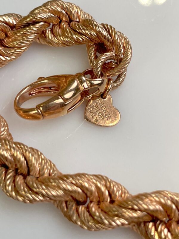 MADE IN ITLAY! CHUNKY TWISTED FRENCH ROPE CHAIN BRACELET - HEART LOGO TAG