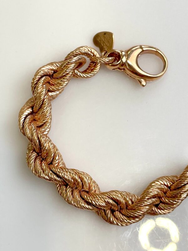 MADE IN ITLAY! CHUNKY TWISTED FRENCH ROPE CHAIN BRACELET - HEART LOGO TAG