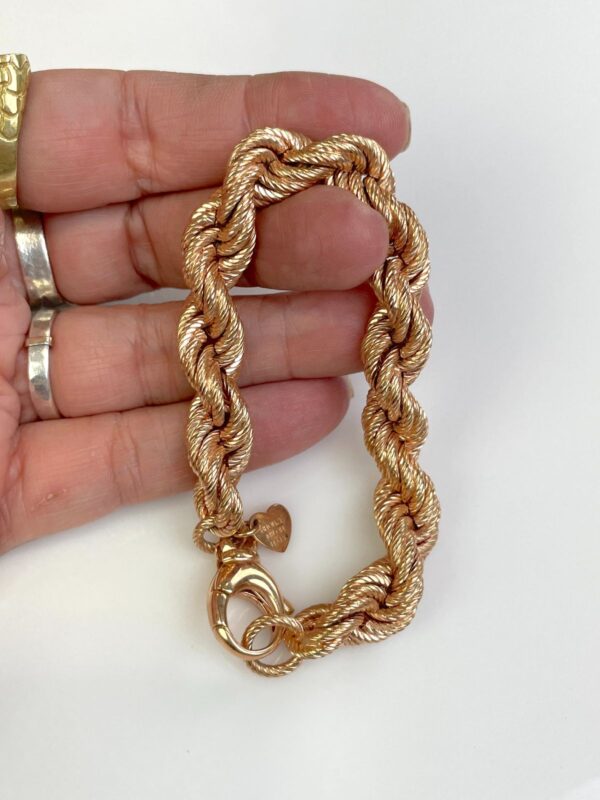 MADE IN ITLAY! CHUNKY TWISTED FRENCH ROPE CHAIN BRACELET - HEART LOGO TAG