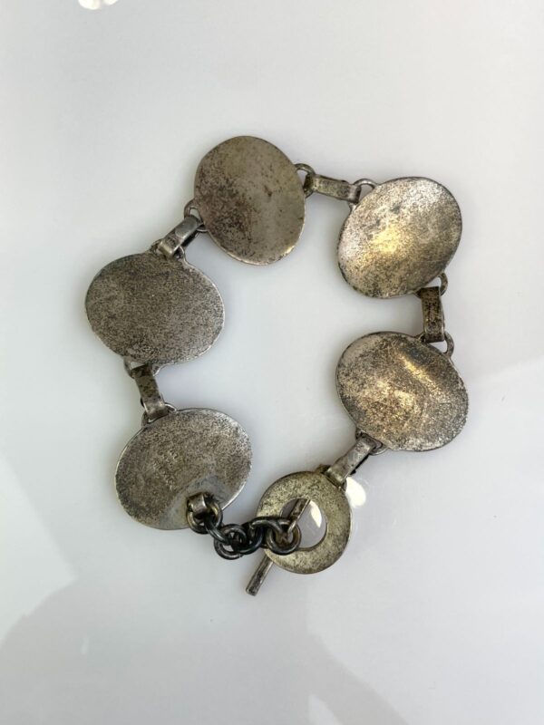 TRI-TONE SILVER, BRASS & COPPER BRUTALIST STYLE CHAIN LINK BRACELET, TOGGLE CLOSURE