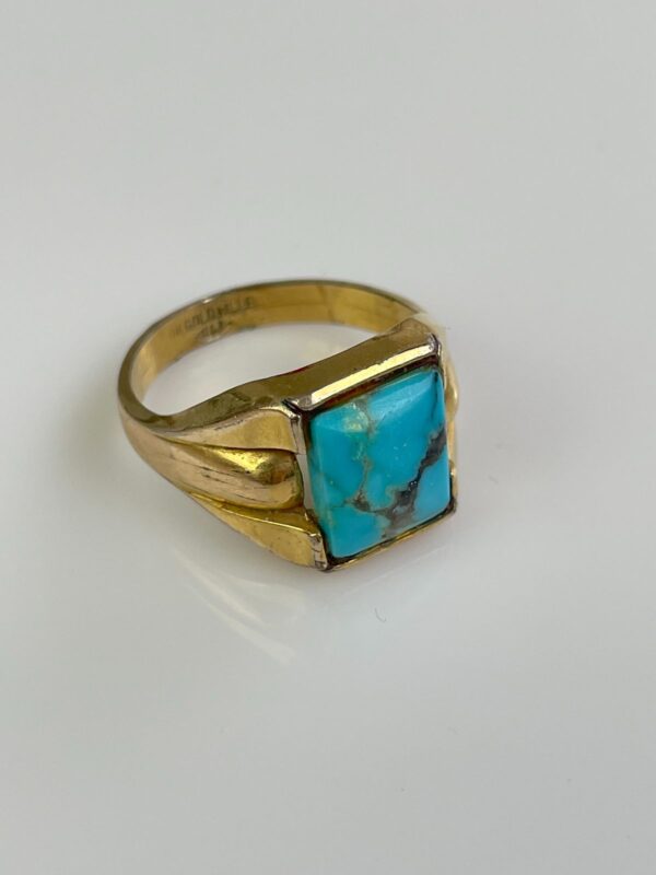 RETRO 1970S 9K GOLD FILLED TURQUOISE RING