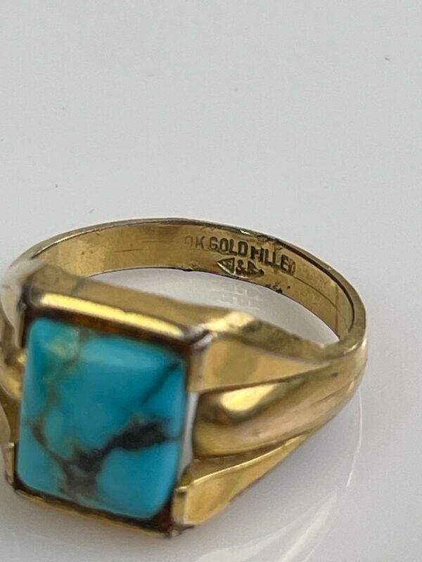 RETRO 1970S 9K GOLD FILLED TURQUOISE RING