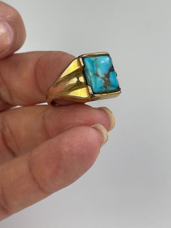 RETRO 1970S 9K GOLD FILLED TURQUOISE RING