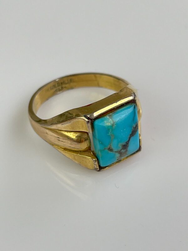 RETRO 1970S 9K GOLD FILLED TURQUOISE RING
