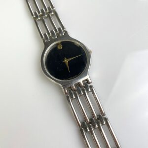 Photo detail:*AS-IS* CLASSIC MOVADO ESPERANZA TIMEPIECE WATCH,  BLACK DIAL, CHAINLINK STRAP