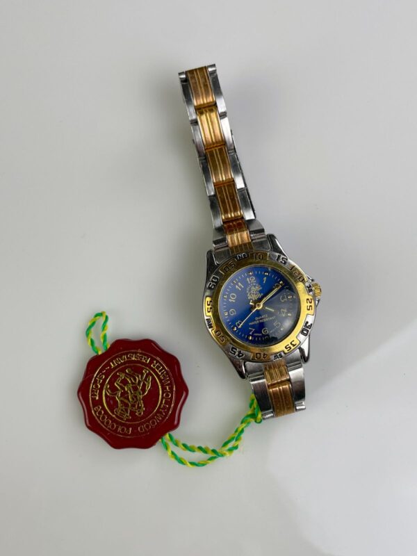 2-TONE STAINLESS STEEL WATCH BLUE DIAL HOLLYWOOD POLO 8000 WRISTWATCH
