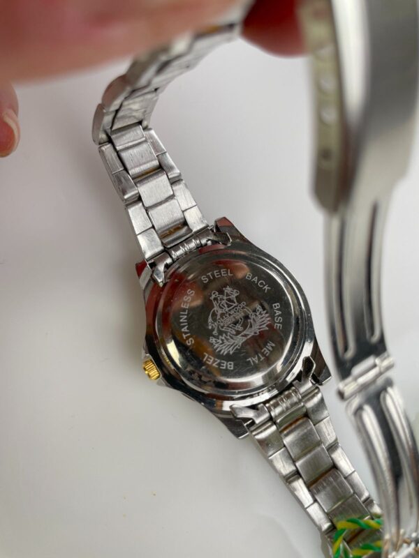 2-TONE STAINLESS STEEL WATCH BLUE DIAL HOLLYWOOD POLO 8000 WRISTWATCH