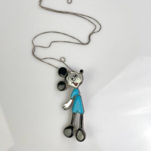 Photo detail:1980S SIGNED ZUNI TRIBE INLAY MICKEY MOUSE STERLING SILVER PENDANT NECKLACE, FINE 925 SILVER CHAIN