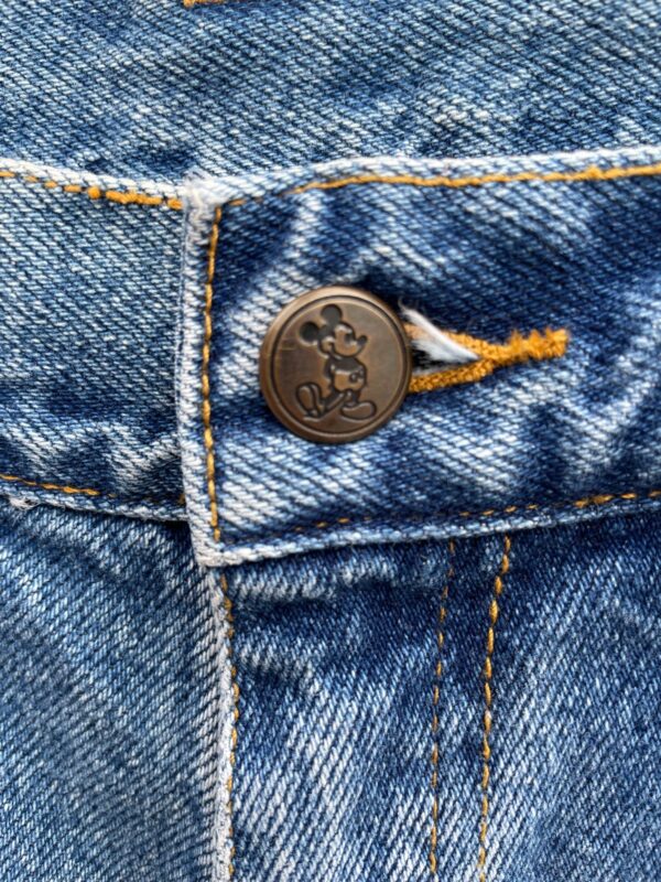 CUTE! 1990S EMBROIDERED MICKEY MOUSE DENIM SHORT LONG CUT JORTS