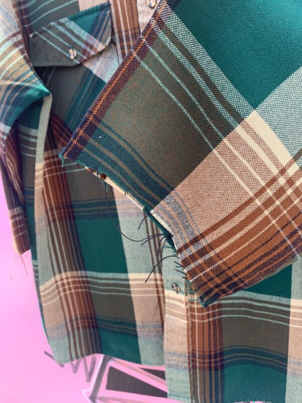 COOL! SOFT SHADOW PLAID FLANNEL SHIRT - CUT SLEEVES