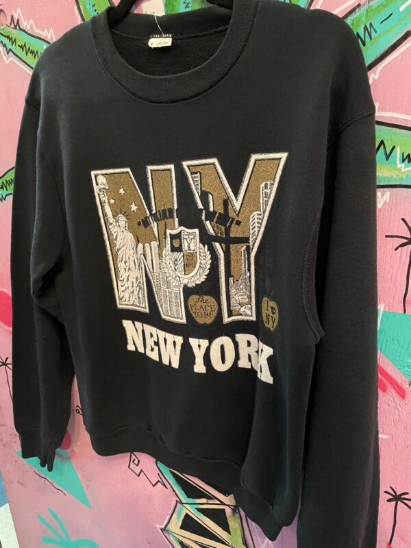CUTE!! NEW YORK MY KIND OF TOWN GLITTER GRAPHIC CREWNECK SWEATSHIRT