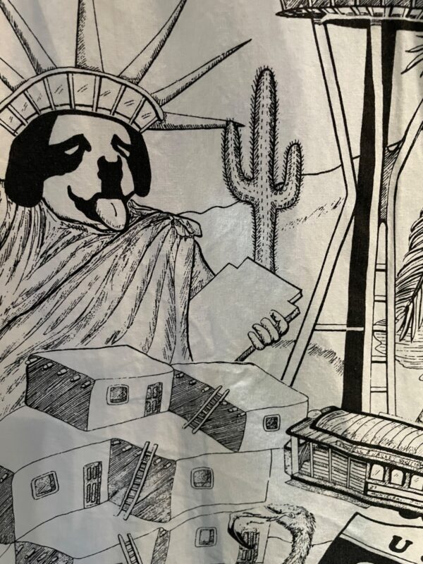 BLACK & WHITE ILLUSTRATION BIG DOGS SHORT SLEEVE BUTTON DOWN