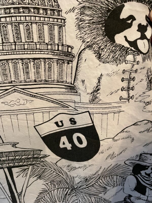 BLACK & WHITE ILLUSTRATION BIG DOGS SHORT SLEEVE BUTTON DOWN