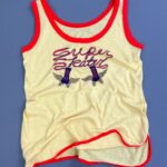 SOOO GOOD! 1970S SUPER SKATERS, FLYING ROLLER SKATES GRAPHIC NEON RINGER TANK