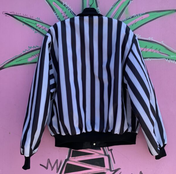 COOL 1990S VERTICAL STRIPED REFEREE JACKET RIBBED COLLAR & CUFFS