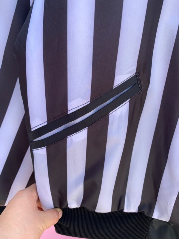 COOL 1990S VERTICAL STRIPED REFEREE JACKET RIBBED COLLAR & CUFFS