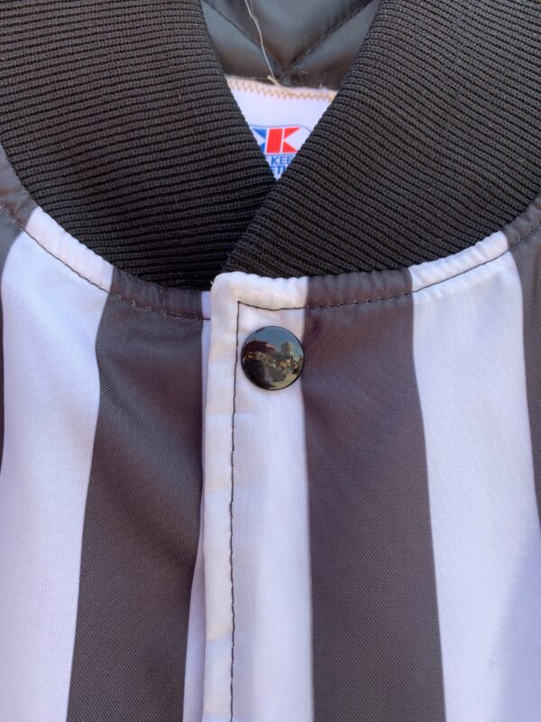 COOL 1990S VERTICAL STRIPED REFEREE JACKET RIBBED COLLAR & CUFFS