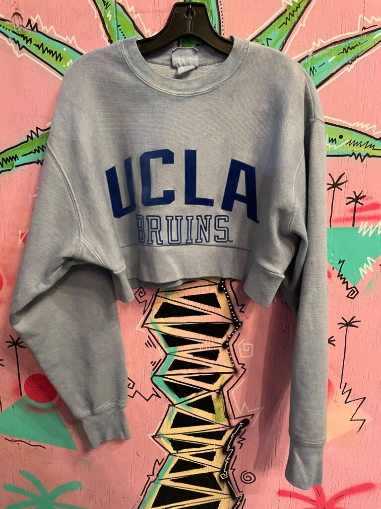 RAD! CROPPED REVERSE WEAVE FLOCKED UCLA BRUINS HEATHERED SWEATSHIRT