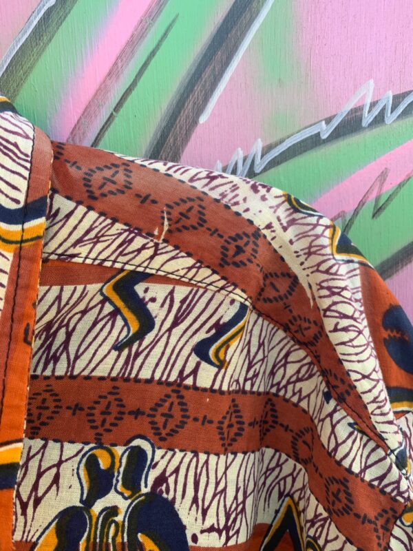 AS-IS 100% COTTON TRIBAL PRINT SHORT SLEEVE BUTTON DOWN SHIRT