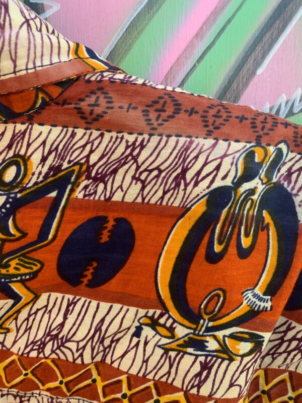AS-IS 100% COTTON TRIBAL PRINT SHORT SLEEVE BUTTON DOWN SHIRT