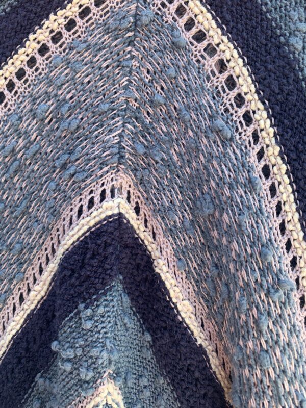 MIXED 3-D KNIT HOODED PONCHO TOP KANGAROO POCKET