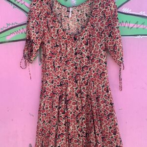 Photo detail:SWEET! NWT SHORT SLEEVE BUTTON DOWN DITSY FLORAL PRINT BABYDOLL DRESS