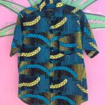BRIGHT! SUPER FUN AFRICAN PRINT SHORT SLEEVE BUTTON DOWN SHIRT