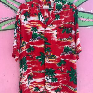 Photo detail:THE FABRIC!!! 1980S-90S CLASSIC TROPICAL PRINT RAYON HAWAIIAN SHIRT
