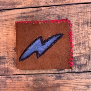 Photo detail:HANDMADE LIGHTNING BOLT CUTOUT DESIGN LEATHER WALLET