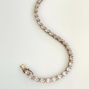 Photo detail:ANTIQUE 925 PLATED ROSE GOLD & PASTE STONES RHINESTONE TENNIS BRACELET