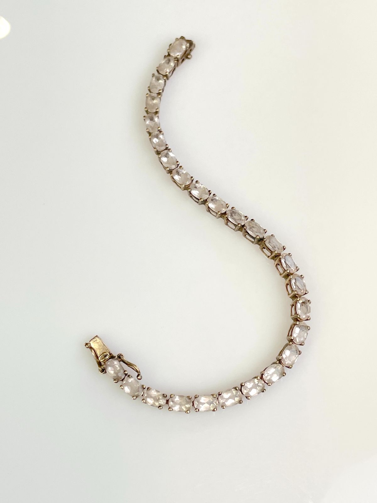 product details: ANTIQUE 925 PLATED ROSE GOLD & PASTE STONES RHINESTONE TENNIS BRACELET photo