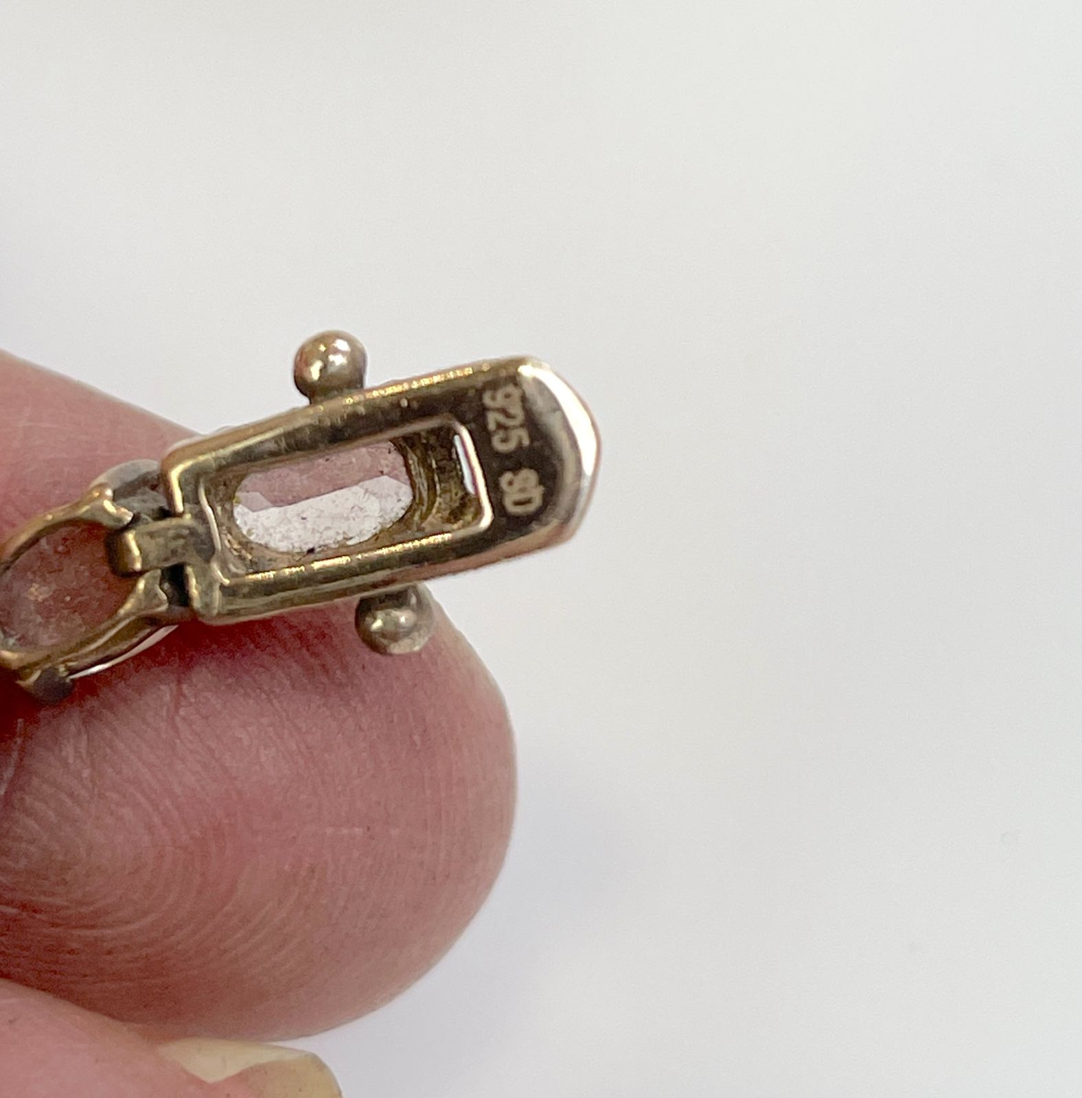 ANTIQUE 925 PLATED ROSE GOLD & PASTE STONES RHINESTONE TENNIS BRACELET