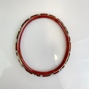 Photo detail:HEAVY, OVAL ASIAN STYLE CLOISONNE ENAMEL BANGLE BRACELET