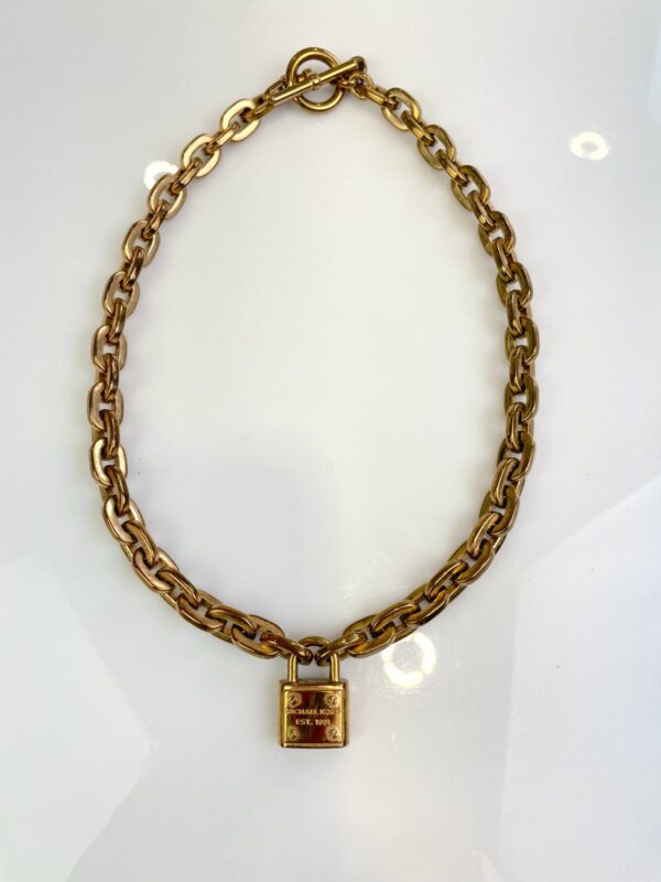 *AS-IS* CUTE HEAVY CHAINLINK & PADLOCK PENDANT NECKLACE, TOGGLE CLOSURE