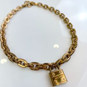 Photo detail:*AS-IS* CUTE HEAVY CHAINLINK & PADLOCK PENDANT NECKLACE, TOGGLE CLOSURE