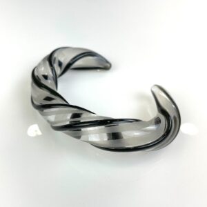 Photo detail:COOL! MODERNIST HAND BLOWN SWIRLED BENT FROSTED GLASS CUFF BRACELET