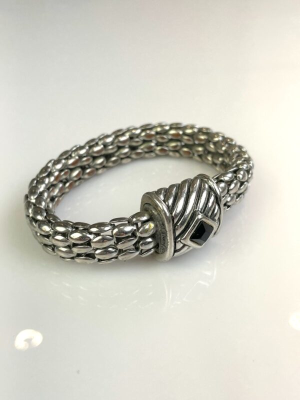 *AS-IS* BRAIDED CHAIN LINK BRACELET, JEWELED DIAMOND MOTIF, MAGNETIC CLOSURE