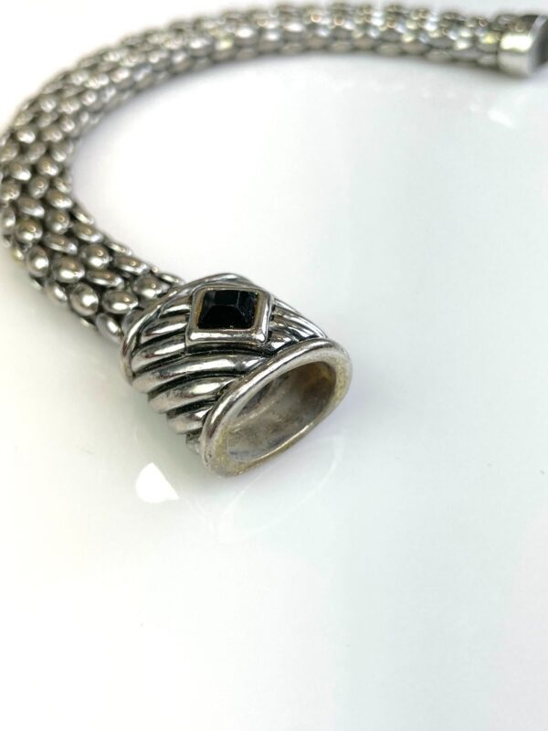 *AS-IS* BRAIDED CHAIN LINK BRACELET, JEWELED DIAMOND MOTIF, MAGNETIC CLOSURE