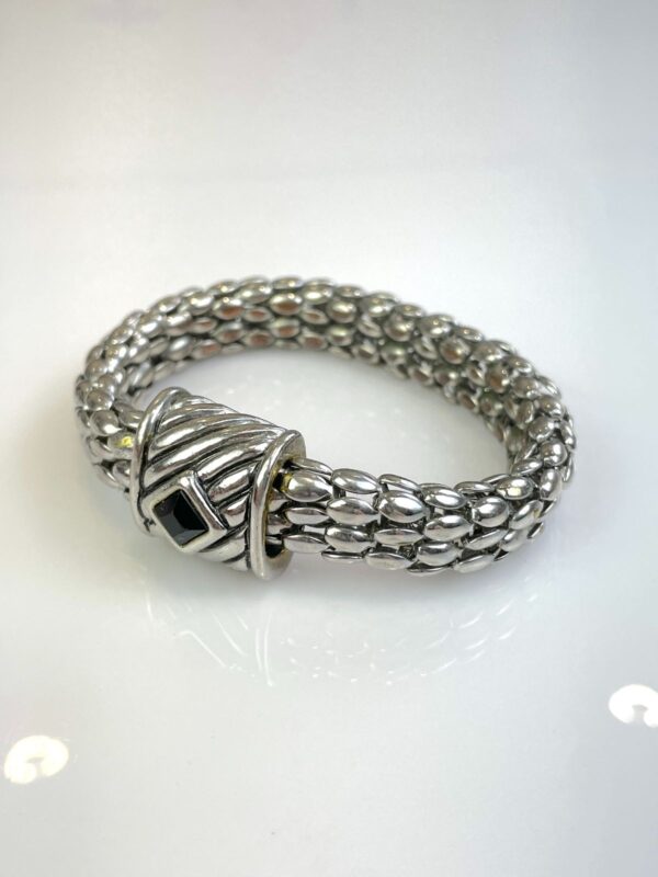 *AS-IS* BRAIDED CHAIN LINK BRACELET, JEWELED DIAMOND MOTIF, MAGNETIC CLOSURE