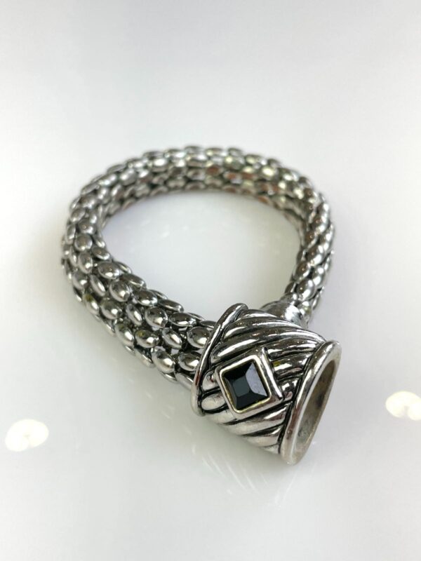 *AS-IS* BRAIDED CHAIN LINK BRACELET, JEWELED DIAMOND MOTIF, MAGNETIC CLOSURE