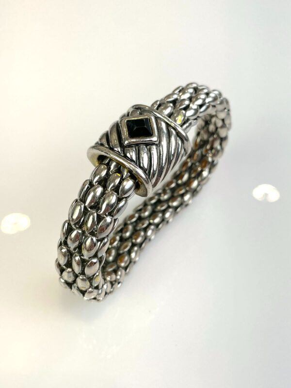*AS-IS* BRAIDED CHAIN LINK BRACELET, JEWELED DIAMOND MOTIF, MAGNETIC CLOSURE