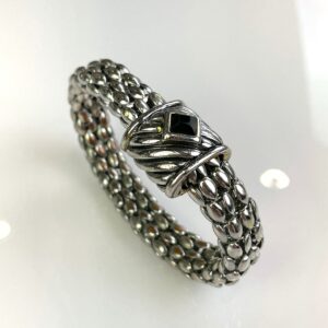 Photo detail:*AS-IS* BRAIDED CHAIN LINK BRACELET, JEWELED DIAMOND MOTIF, MAGNETIC CLOSURE