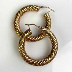 Photo detail:ROSE GOLD TWISTED HOLLOW HOOP EARRING *STAMPED BRONZE MILOR ITALY