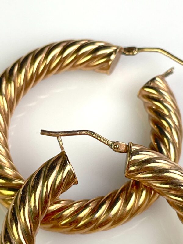 ROSE GOLD TWISTED HOLLOW HOOP EARRING *STAMPED BRONZE MILOR ITALY