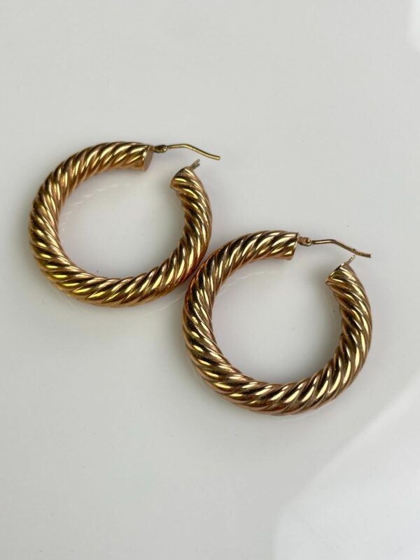 ROSE GOLD TWISTED HOLLOW HOOP EARRING *STAMPED BRONZE MILOR ITALY