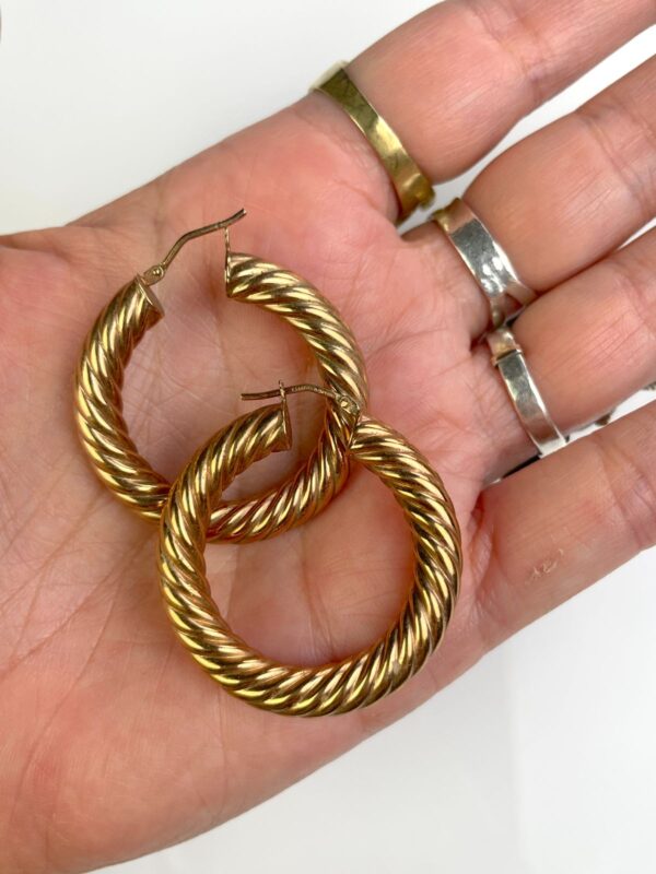 ROSE GOLD TWISTED HOLLOW HOOP EARRING *STAMPED BRONZE MILOR ITALY