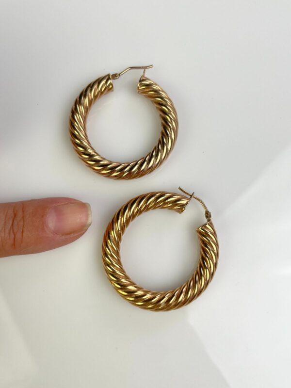 ROSE GOLD TWISTED HOLLOW HOOP EARRING *STAMPED BRONZE MILOR ITALY