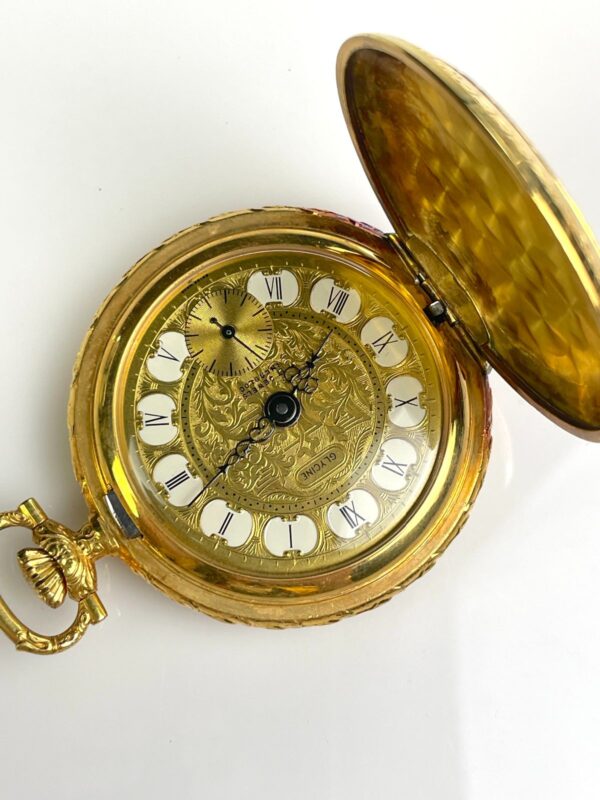 ORNATE GOLD PLATED WIND-UP POCKET WATCH 17 JEWELS INCABLOC SWISS MOVEMENT